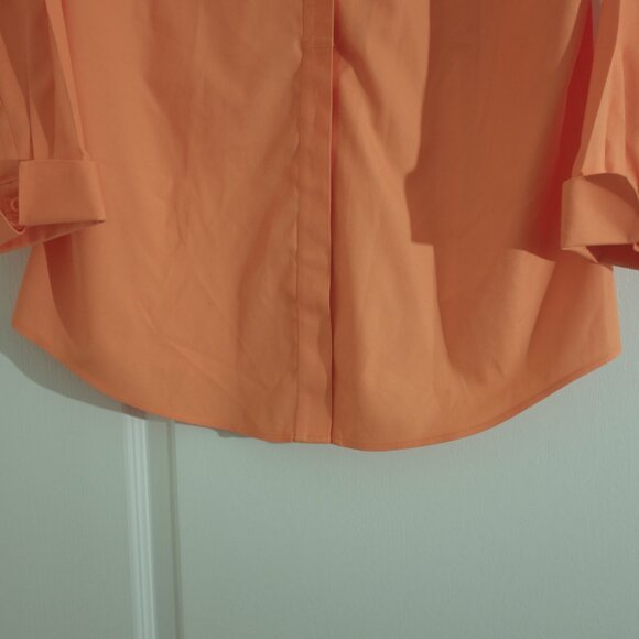 Chico's apricot non iron rolled sleeves shirt blouse 100% cotton size 1 - Picture 5 of 11